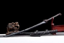 Handmade KatanaBlack Scabbard And Dark Red Handle,Manganese Steel,Samurai Sword,Collectible Sword,Traditional Style,Not Sharp (4)