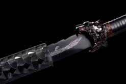 Handmade KatanaBlack Scabbard And Dark Red Handle,Manganese Steel,Samurai Sword,Collectible Sword,Traditional Style,Not Sharp (5)
