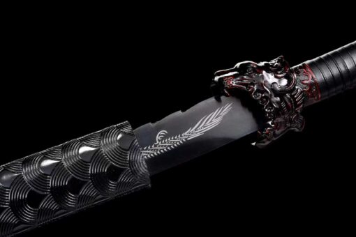 Handmade KatanaBlack Scabbard And Dark Red Handle,Manganese Steel,Samurai Sword,Collectible Sword,Traditional Style,Not Sharp (5)