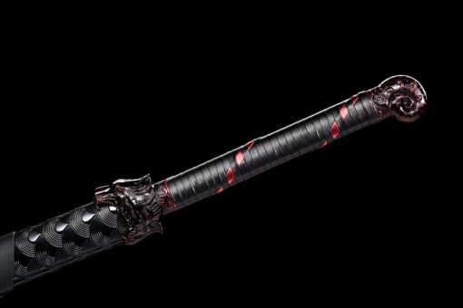 Handmade KatanaBlack Scabbard And Dark Red Handle,Manganese Steel,Samurai Sword,Collectible Sword,Traditional Style,Not Sharp (6)