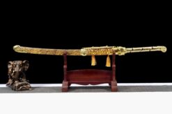 Handmade SwordYellow Striped Scabbard And Golden Handle,Collectible Sword,Manganese Steel,High Quality Blade,Not sharp (1)