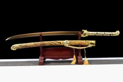 Handmade SwordYellow Striped Scabbard And Golden Handle,Collectible Sword,Manganese Steel,High Quality Blade,Not sharp (2)