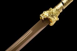Handmade SwordYellow Striped Scabbard And Golden Handle,Collectible Sword,Manganese Steel,High Quality Blade,Not sharp (9)