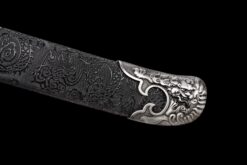 100cm Handmade Katana Black scabbard and silver handle,High Manganese Steel,Real Samurai Sword,Full Tang (5)