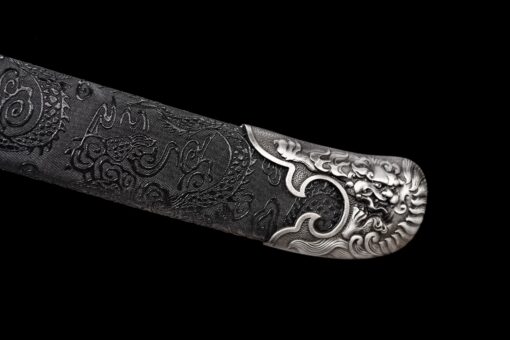 100cm Handmade Katana Black scabbard and silver handle,High Manganese Steel,Real Samurai Sword,Full Tang (5)