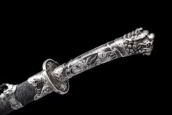 100cm Handmade Katana Black scabbard and silver handle,High Manganese Steel,Real Samurai Sword,Full Tang (8)