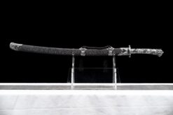 100cm Handmade Katana Black scabbard and silver handle,High Manganese Steel,Real Samurai Sword,Full Tang (9)