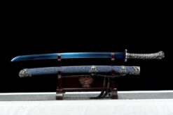 Handmade Katana:Blue scabbard, Blue Blade,Traditional Chinese Style,Manganese Steel Blade,Must have for Collection0013