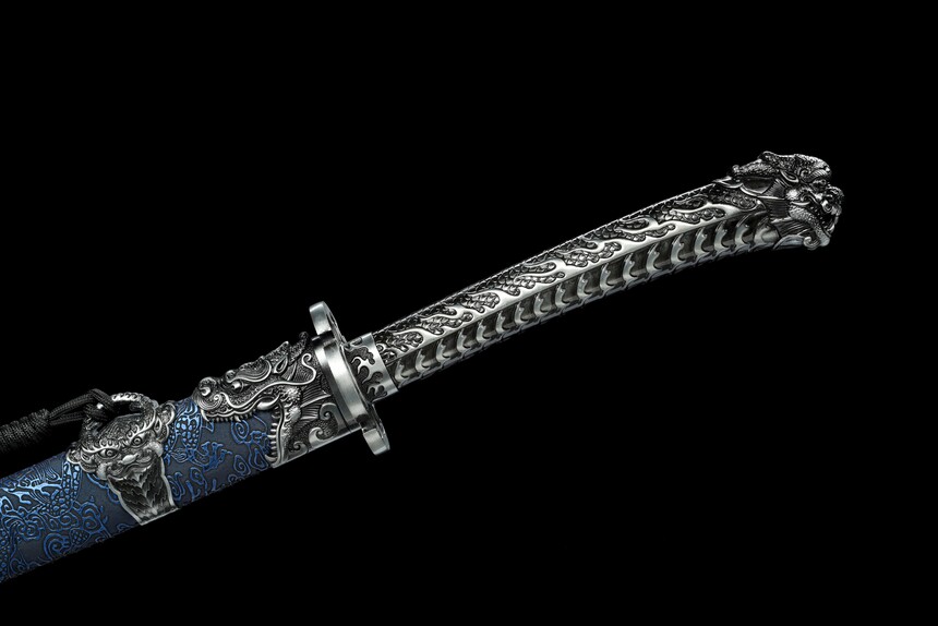 Handmade Katana:Blue scabbard, Blue Blade,Traditional Chinese Style,Manganese Steel Blade,Must have for Collection0019