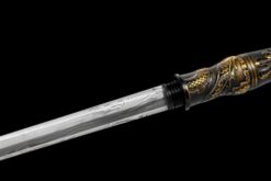 Handmade KatanaStick shaped Sword, Patterned Steel Blade, Bronze colored Dragon patterned Scabbard,Traditional Style,Collectible Sword (5)