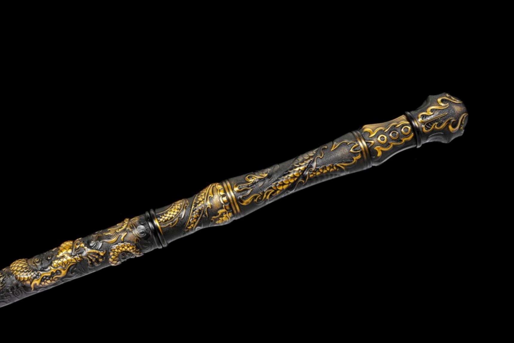 Handmade KatanaStick shaped Sword, Patterned Steel Blade, Bronze colored Dragon patterned Scabbard,Traditional Style,Collectible Sword (9)