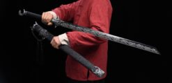 Handmade Sword Black Blade,Black Sword,Dragon Pattern Ornaments,Battle Ready,Collectible Sword,Essential for giving gifts (5)