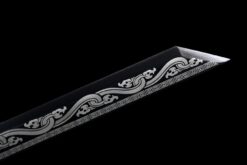 Handmade Sword Black Blade,Black Sword,Dragon Pattern Ornaments,Battle Ready,Collectible Sword,Essential for giving gifts (6)