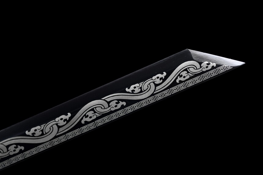 Handmade Sword Black Blade,Black Sword,Dragon Pattern Ornaments,Battle Ready,Collectible Sword,Essential for giving gifts (6)