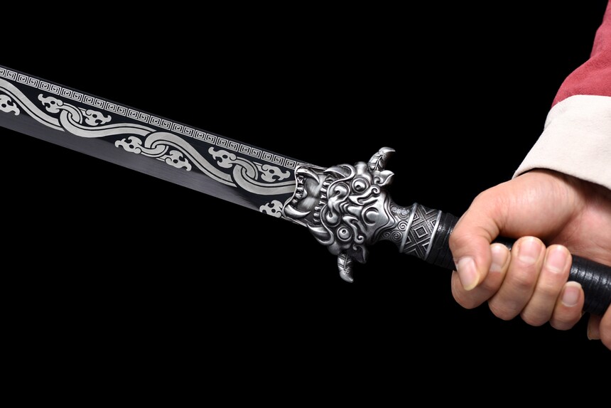 Handmade Sword Black Blade,Black Sword,Dragon Pattern Ornaments,Battle Ready,Collectible Sword,Essential for giving gifts (8)