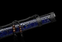 Handmade SwordDark Blue Patterned Wooden Scabbard,Blue Manganese Steel Blade,Traditional Style,Collectible Sword (5)
