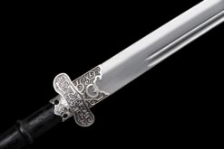cold moon manganese steel tang dao black hardwood antique silver full tang straight sword 04