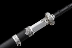 cold moon manganese steel tang dao black hardwood antique silver full tang straight sword 05