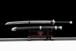 cold moon manganese steel tang dao black hardwood antique silver full tang straight sword 09