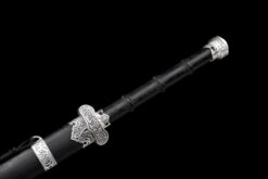 cold moon manganese steel tang dao black hardwood antique silver full tang straight sword 13