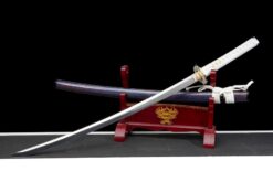 frozen mystery 9610 spring steel katana starry blue saya battle ready white handle 06