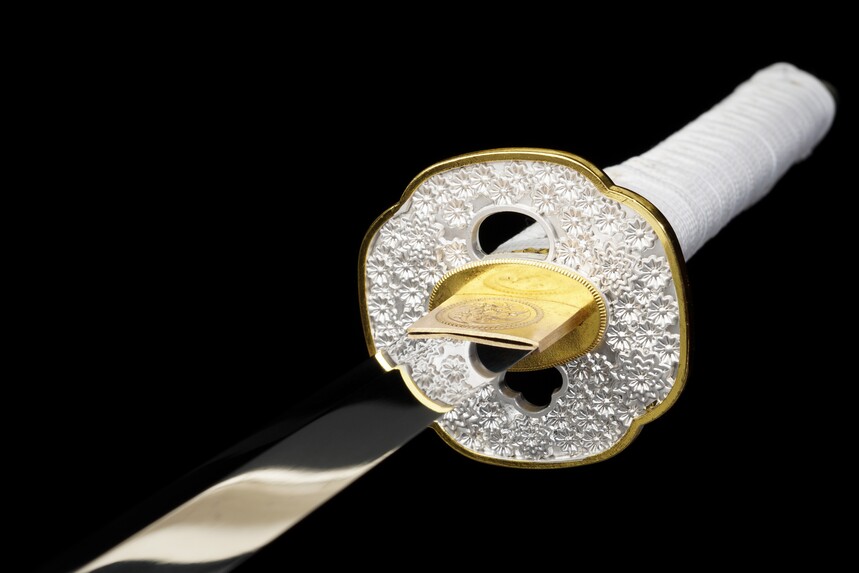 frozen mystery 9610 spring steel katana starry blue saya battle ready white handle 10