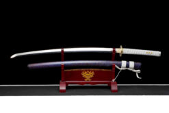 frozen mystery 9610 spring steel katana starry blue saya battle ready white handle 15