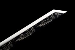 silver tiger high manganese steel fantasy sword with black engraved blade silver fittings 12