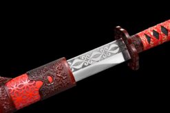 blood kill crimson xiu chun dao corrosion etched manganese steel red lattice saya 05