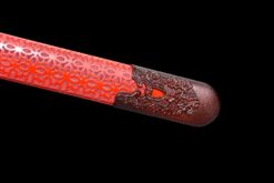 blood kill crimson xiu chun dao corrosion etched manganese steel red lattice saya 06