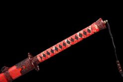 blood kill crimson xiu chun dao corrosion etched manganese steel red lattice saya 08
