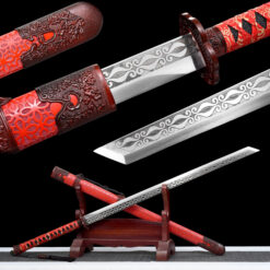blood kill crimson xiu chun dao corrosion etched manganese steel red lattice saya main