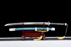 blue enchantress long handle xiuchun dao double bo hi manganese steel hand carved blue lacquer saya battle ready 01