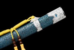 blue enchantress long handle xiuchun dao double bo hi manganese steel hand carved blue lacquer saya battle ready 04