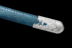 blue enchantress long handle xiuchun dao double bo hi manganese steel hand carved blue lacquer saya battle ready 05