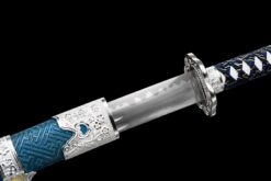 blue enchantress long handle xiuchun dao double bo hi manganese steel hand carved blue lacquer saya battle ready 06