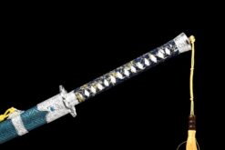 blue enchantress long handle xiuchun dao double bo hi manganese steel hand carved blue lacquer saya battle ready 07