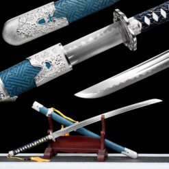 blue enchantress long handle xiuchun dao double bo hi manganese steel hand carved blue lacquer saya battle ready main