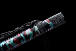 dark soul tactical xiu chun dao black roasted manganese steel camouflage leather saya 05
