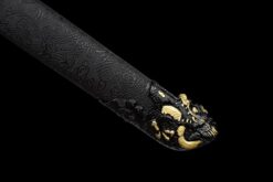 dragon king crimson flame tang dao red roasted manganese steel dragon motif leather saya 09