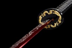dragon king crimson flame tang dao red roasted manganese steel dragon motif leather saya 11