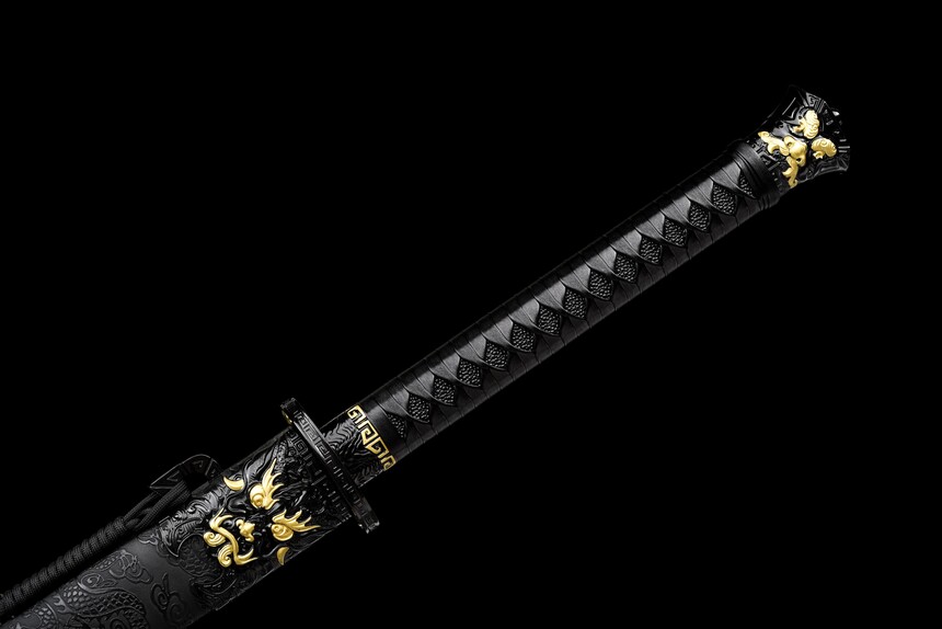 dragon king crimson flame tang dao red roasted manganese steel dragon motif leather saya 13