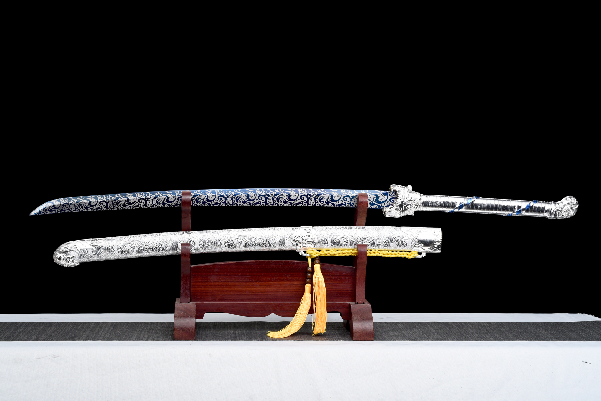 fu hu silver tiger xiu chun dao blue roasted manganese steel phoenix tail silver saya 01