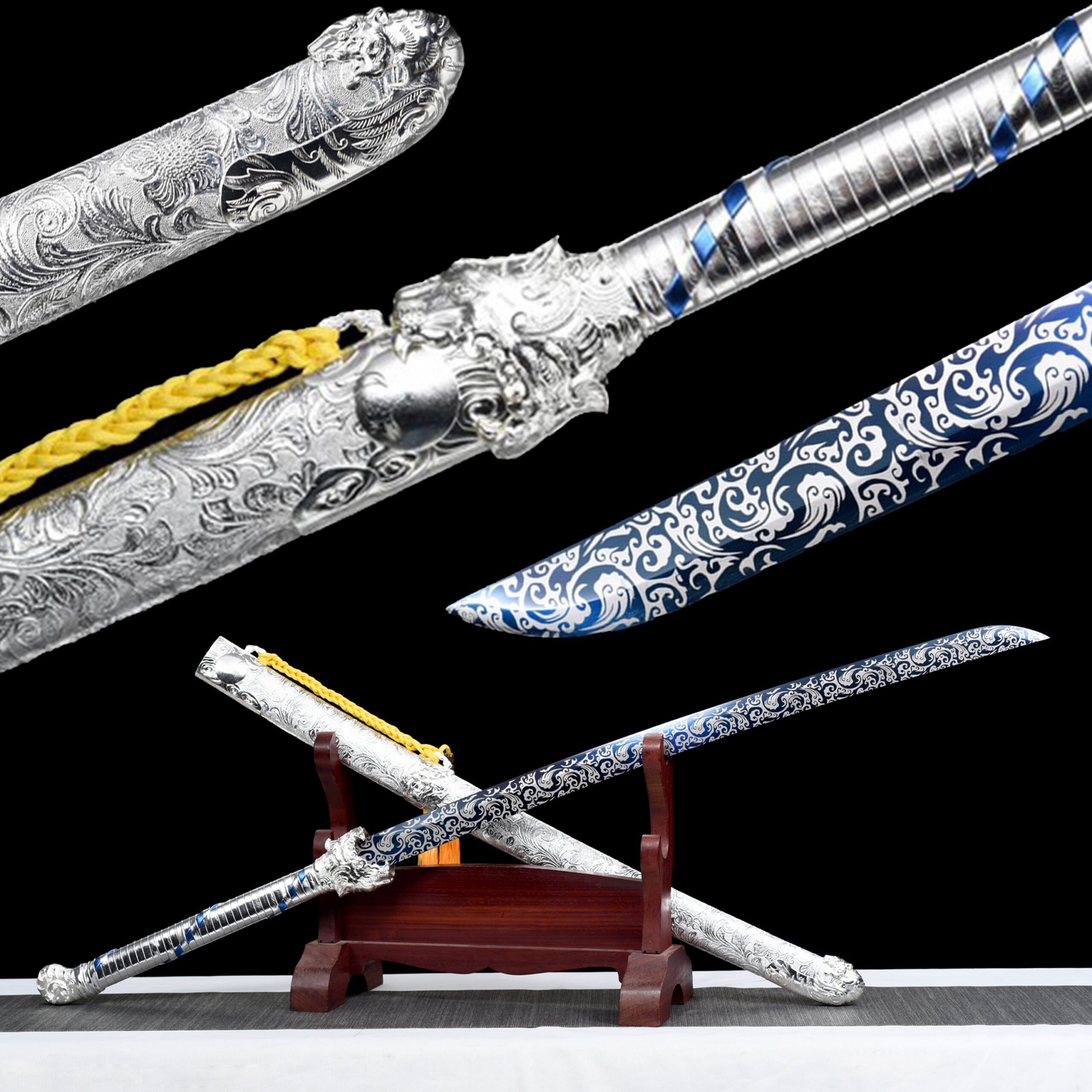 fu hu silver tiger xiu chun dao blue roasted manganese steel phoenix tail silver saya main