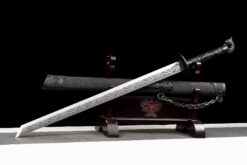 iron lock kunwu black manganese steel tang dao dragon head pommel leather saya battle ready 01