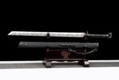 iron lock kunwu black manganese steel tang dao dragon head pommel leather saya battle ready 02