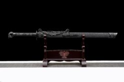 iron lock kunwu black manganese steel tang dao dragon head pommel leather saya battle ready 03