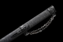 iron lock kunwu black manganese steel tang dao dragon head pommel leather saya battle ready 06