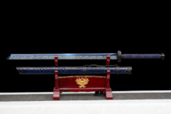 qian mo blue roasted manganese steel tang dao silver etched motif hand carved saya 01