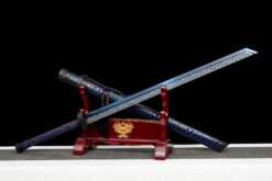 qian mo blue roasted manganese steel tang dao silver etched motif hand carved saya 02